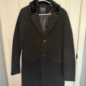 Boohoo Mens Black Trench Coat